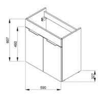 JIKA CUBE skříňka s umyvadlem 60 cm, 2 dveře, bílá   H4536311763001